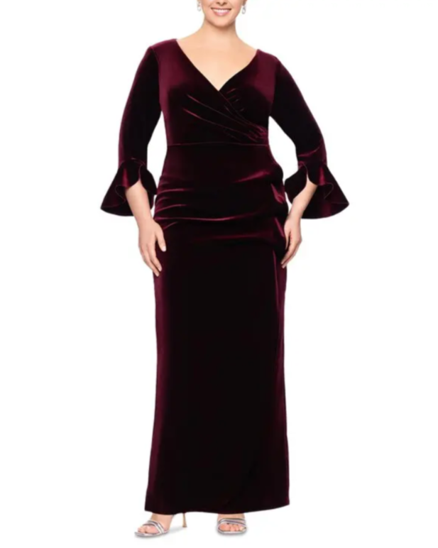 Betsy & Adam Plus Size Velvet Gown MSRP $268