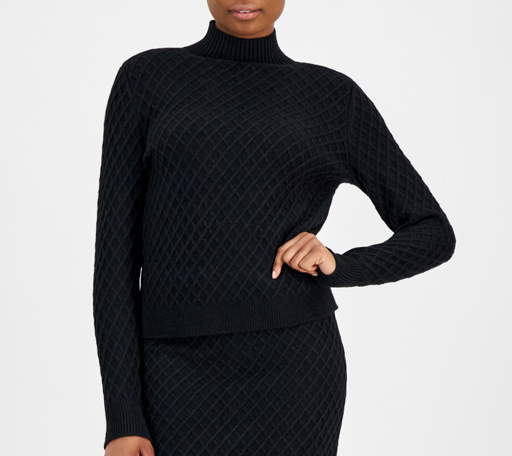 Anne Klein Women's Diamond Knit Turtleneck Sweater MSRP $99