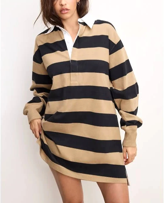 Good American Cotton Jersey Polo Mini Dress MSRP $139
