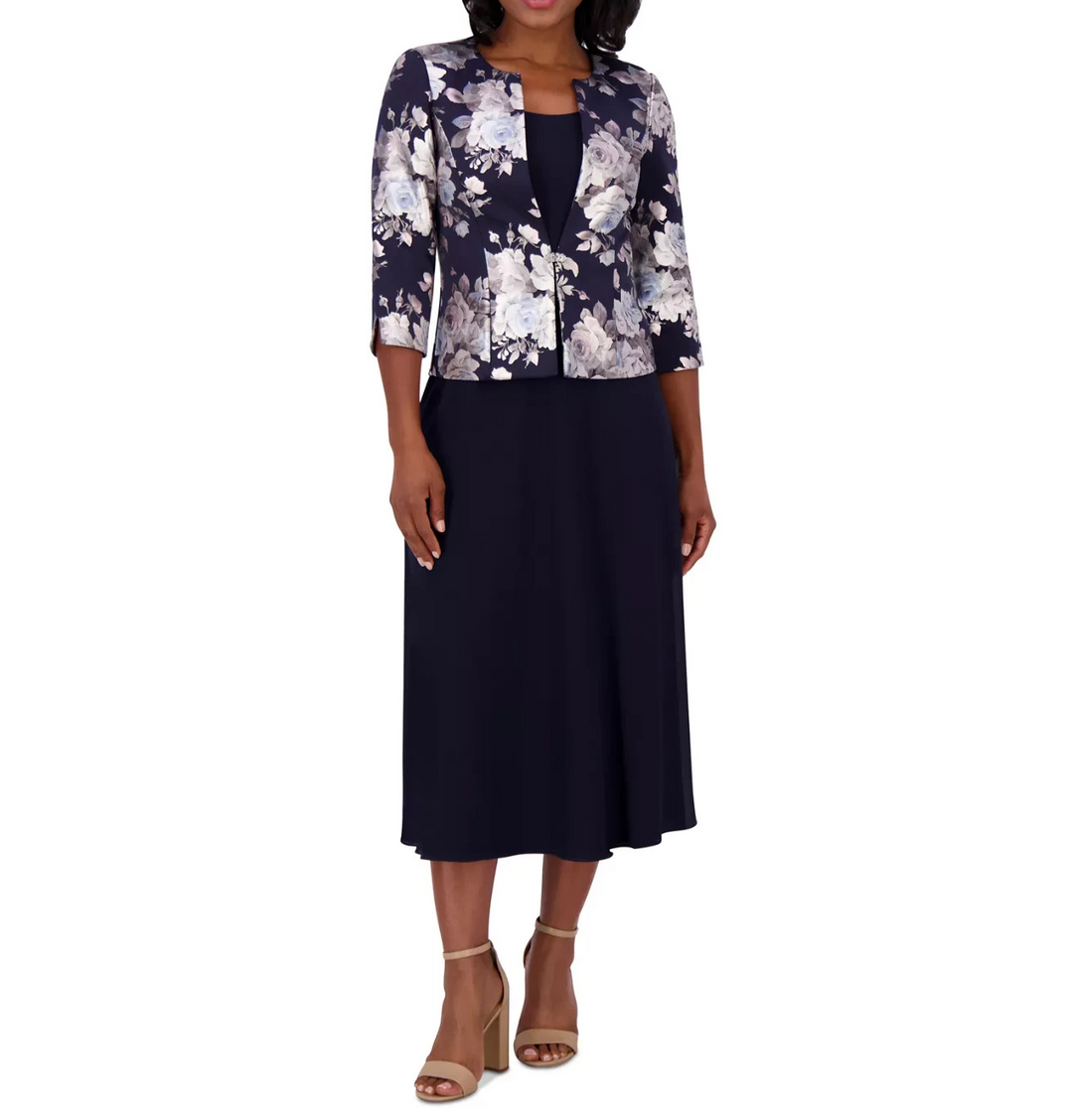 Jessica Howard 2.Pc Floral-Print Jacket & Sleeveless Midi Dress MSRP $169