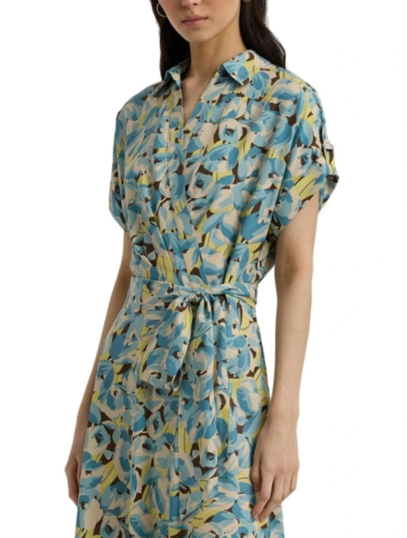 LAUREN Ralph Lauren Floral Belted Crepe Dress