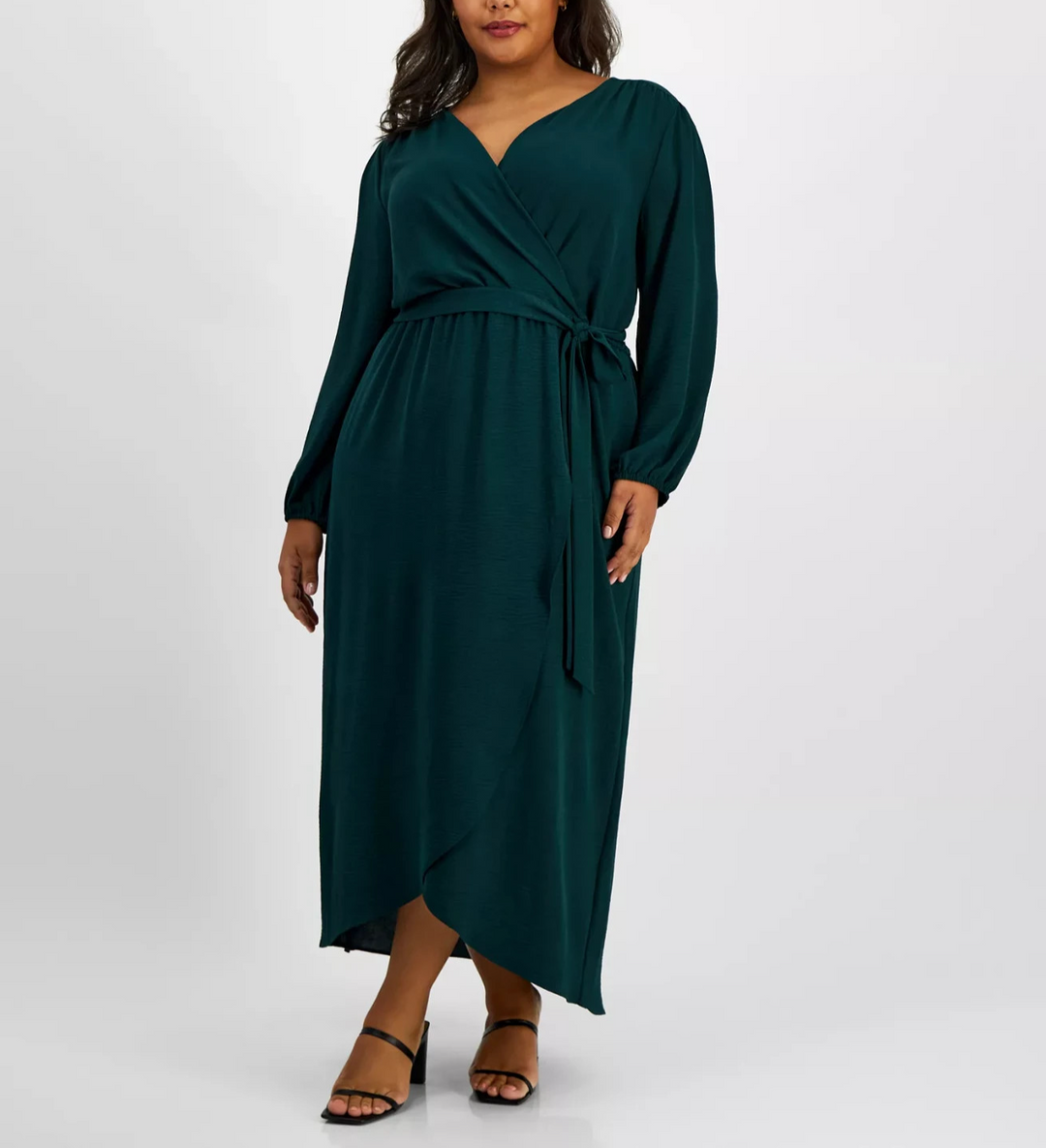 Connected Plus Size Tie-Front Wrap Maxi Dress MSRP $89