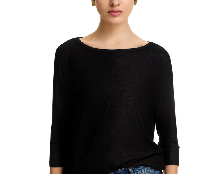 Majestic Filatures Boat Neck Three Quarter Sleeve Tee MSRP $230