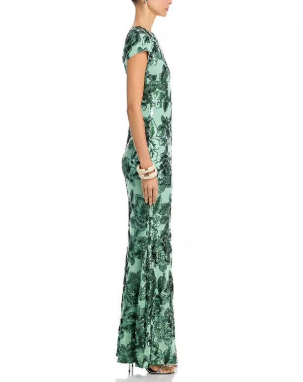 AQUA Floral Sequin Mesh Dress MSRP $298