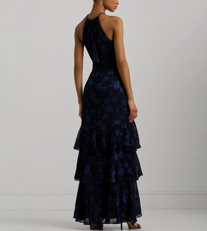 LAUREN Ralph Lauren Tiered Jacquard Gown MSRP $295