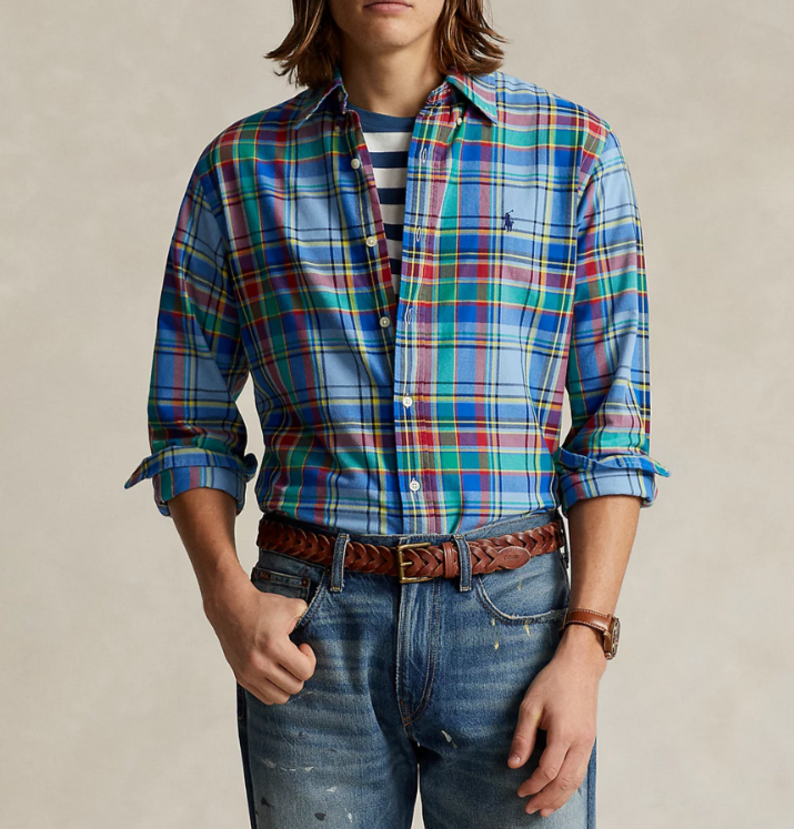 Polo Ralph Lauren Classic Fit Printed Long Sleeve Button Front Oxford Shirt $125