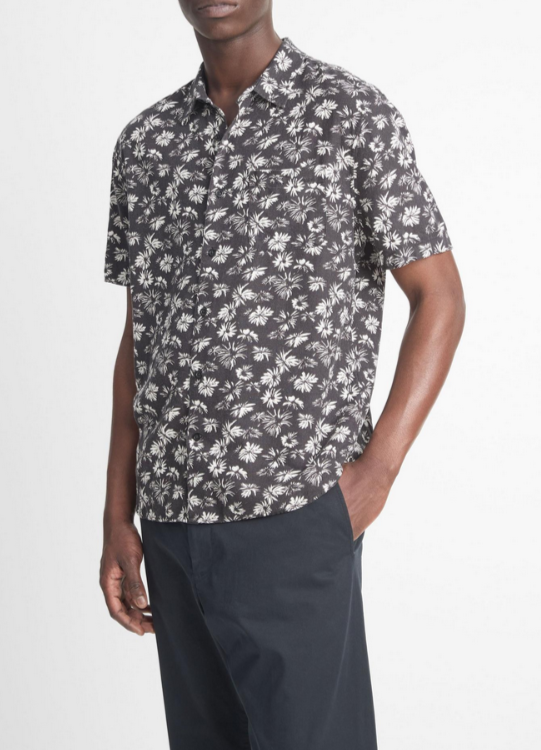 Vince Firework Floral Classic Fit Short Sleeve Shirt MSRP $225