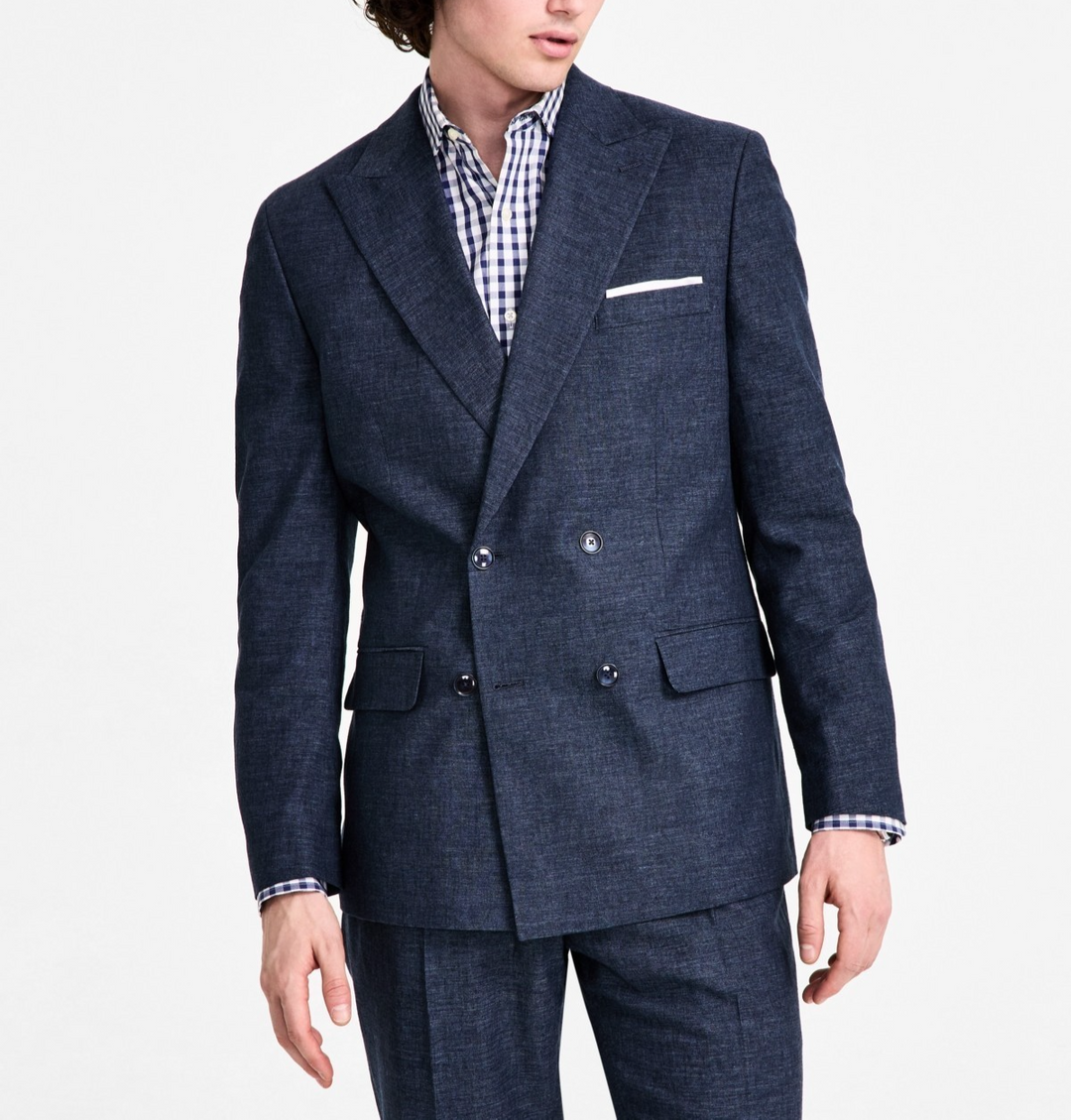 Tommy Hilfiger Men's Modern Fit Double Breasted Linen Suit Jacket MSRP $360