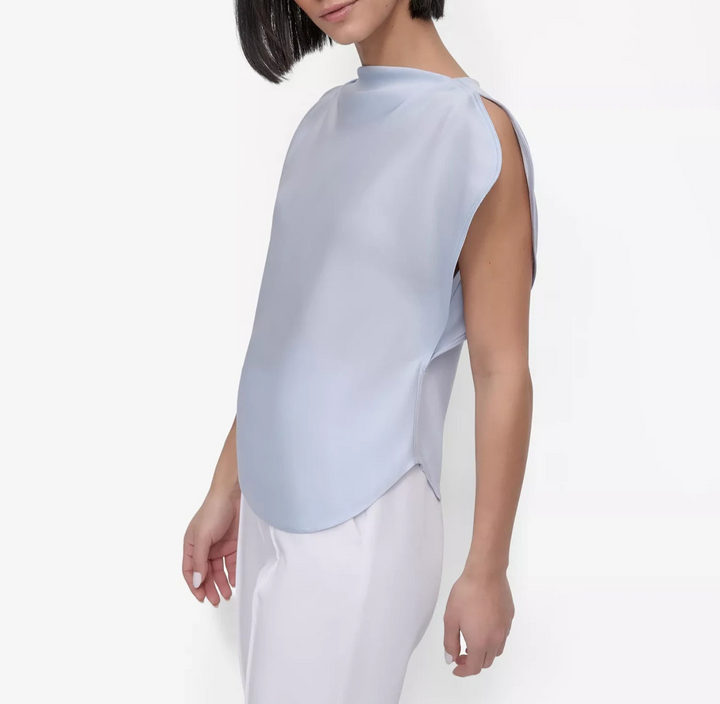 DKNY Women's Draped Boatneck Slit-Sleeve Blouse MSRP $59