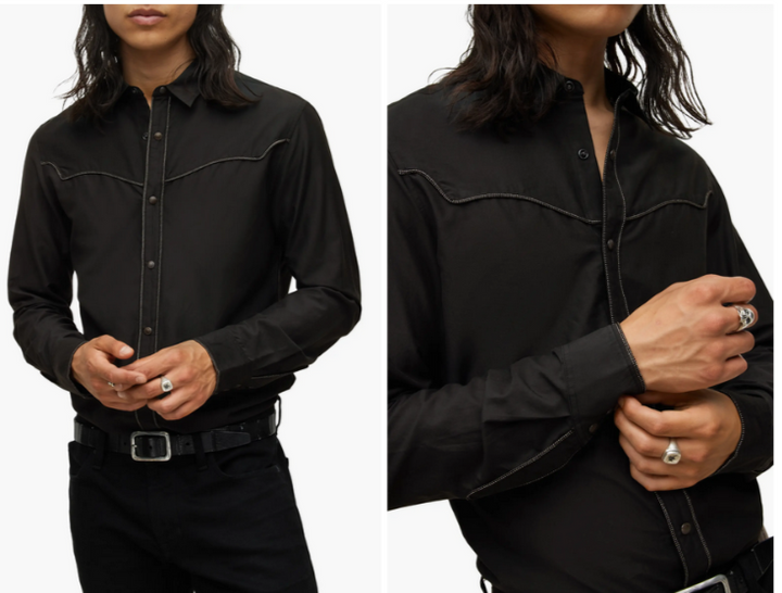 John Varvatos Francis Long Sleeve Western Style Shirt MSRP $188