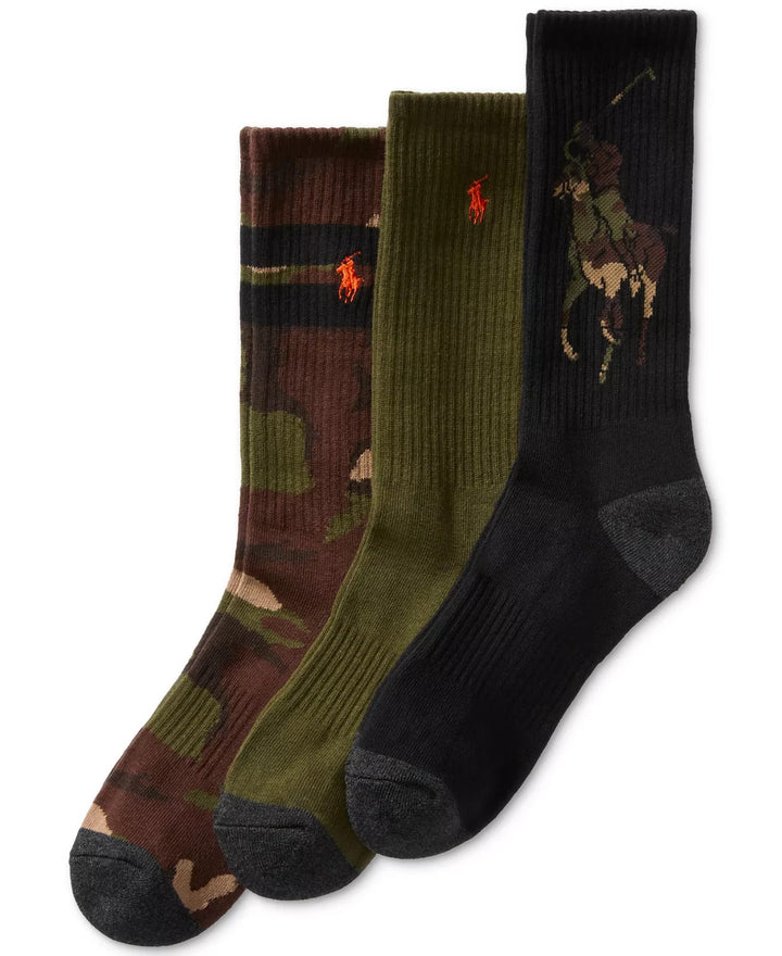 Polo Ralph Lauren Men's 3-Pk. Camo Pony Crew Socks MSRP $22