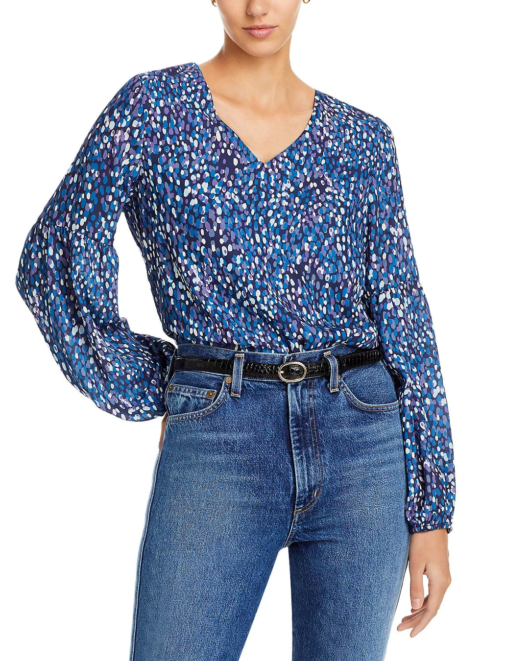 KOKO + MASON Printed Balloon Sleeve Top MSRP $88