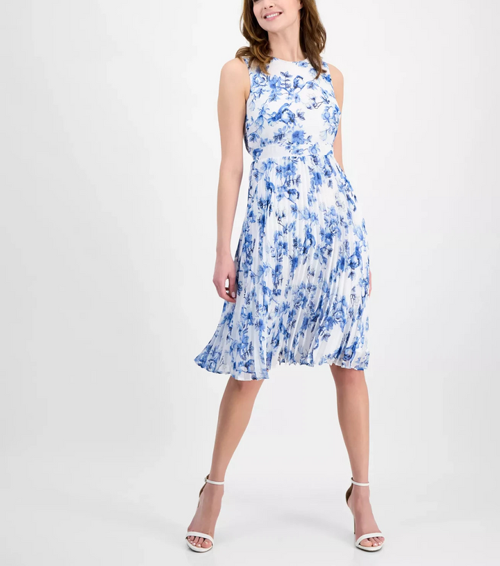 Anne Klein Women's Sleeveless Floral Fit & Flare Dress MSRP $149