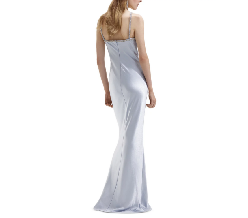 Self-Portrait Satin Diamante Halter Gown MSRP $510 DGFOutlet Self-Portrait Satin Diamante Halter Gown MSRP $510 DGFOutlet