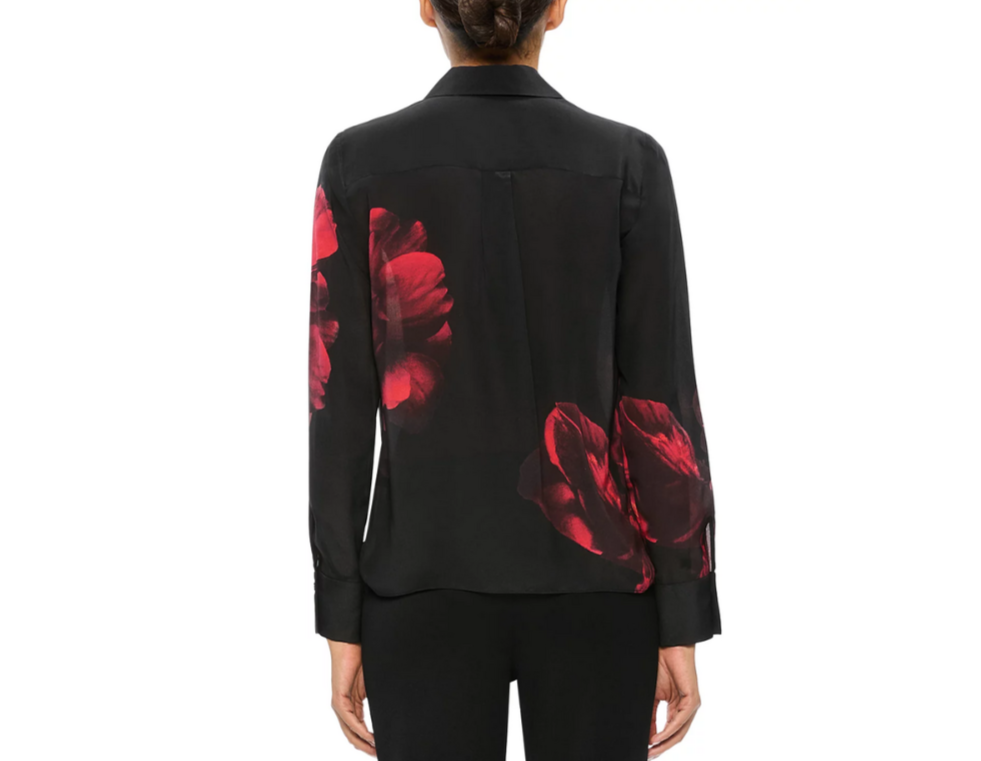 Alice and Olivia Brady Slim Silk Blouse MSRP $375
