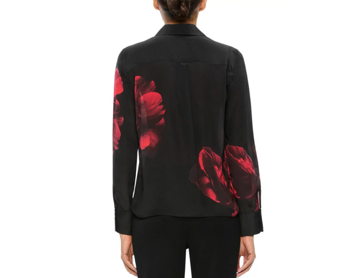 Alice and Olivia Brady Slim Silk Blouse MSRP $375