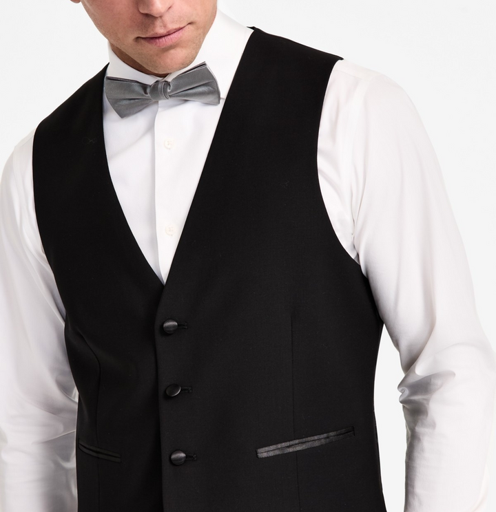 Calvin Klein Slim-Fit Wool-Blend Tuxedo Vest MSRP $125
