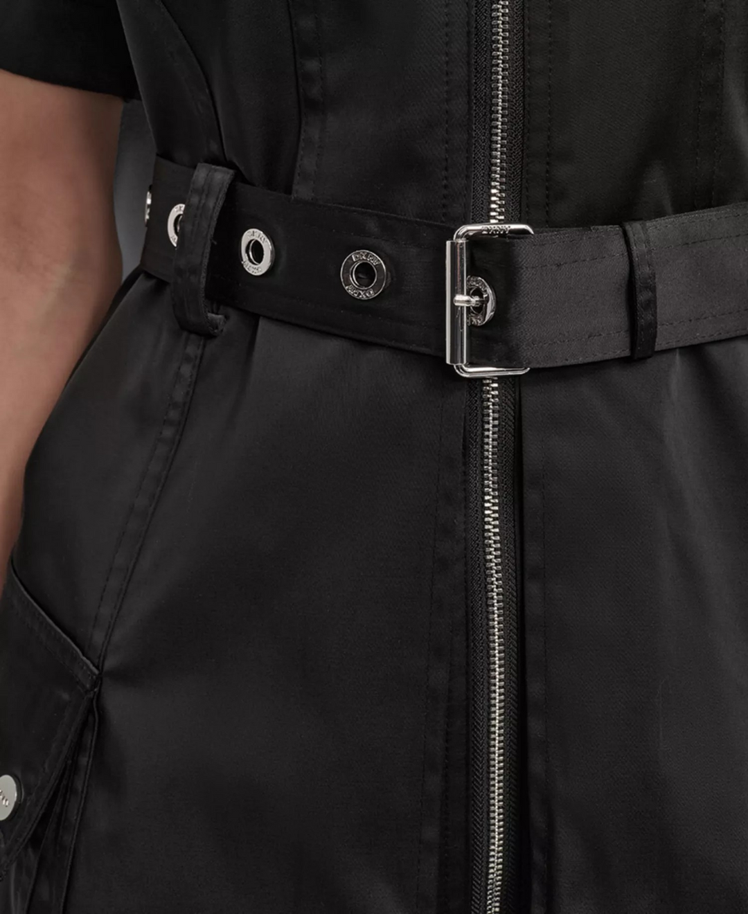 DKNY Women's Zip-Front Belted Short-Sleeve Dress MSRP $149