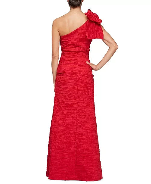 Alex Evenings Bow-Detail One-Shoulder Scuba-Crepe Gown MSRP $199