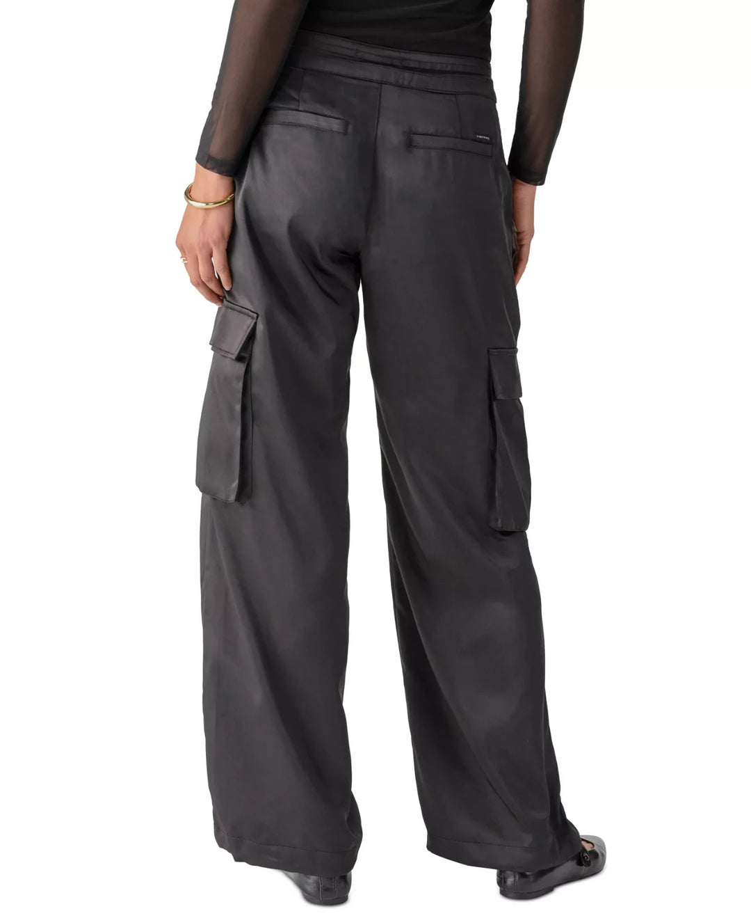 Sanctuary Women's Eve Semi-High-Rise Satin Cargo Pants MSRP $99