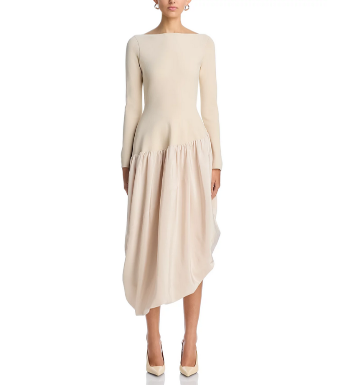 SIMKHAI Angela Long Sleeve Midi Dress MSRP $845