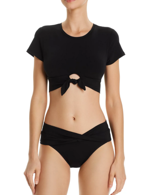 Robin Piccone Ava Solid Twist-Front Bikini Bottom MSRP $82