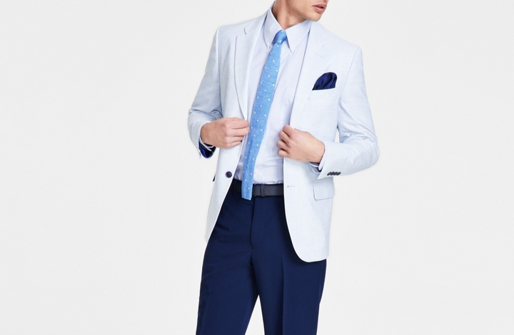 Nautica Men's Modern-Fit Stretch Solid Crush Weave Sport Coat MSRP $295 Size 42S