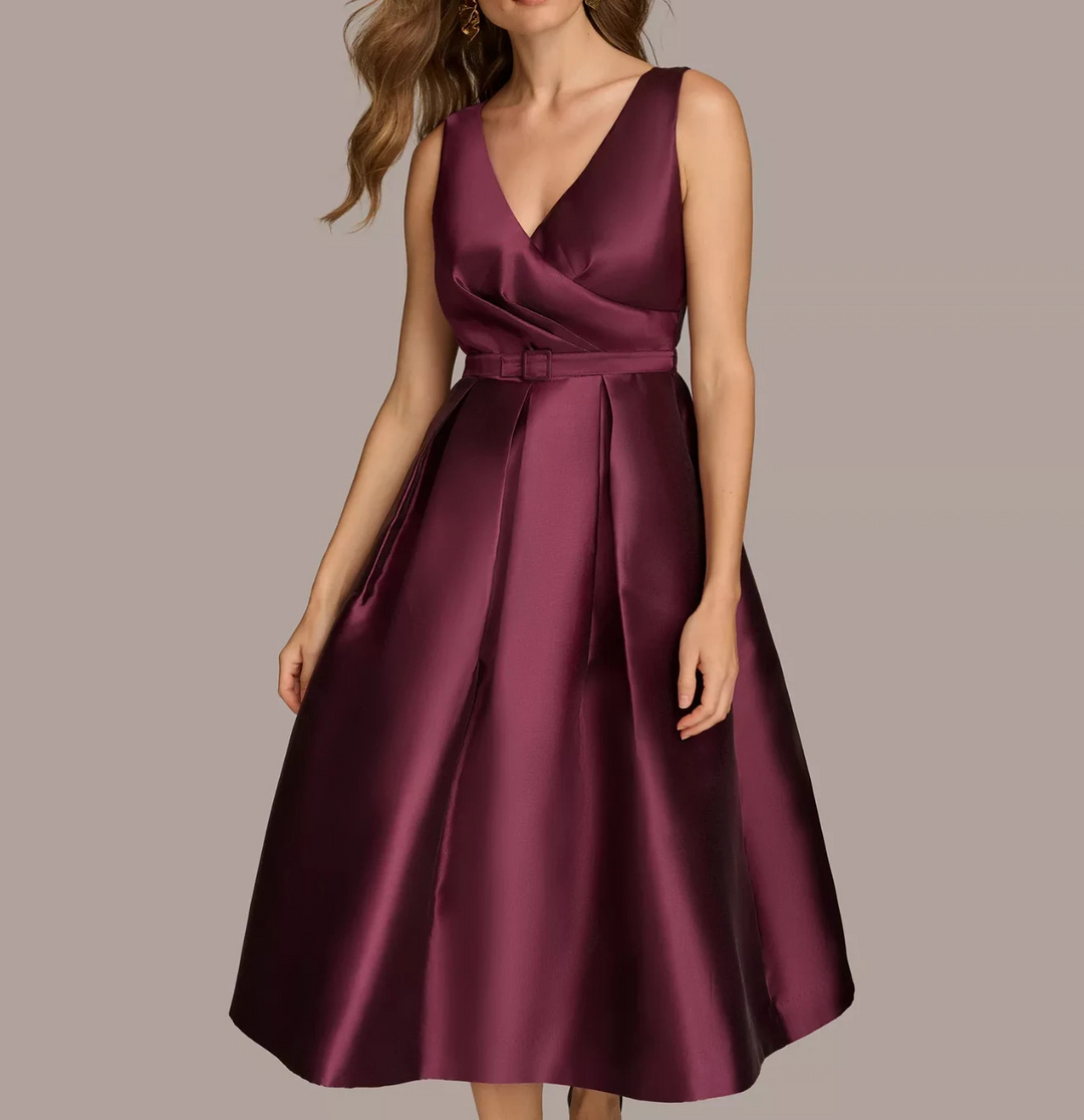 Donna Karan New York Belted Sleeveless Fit & Flare Midi Dres MSRP $299