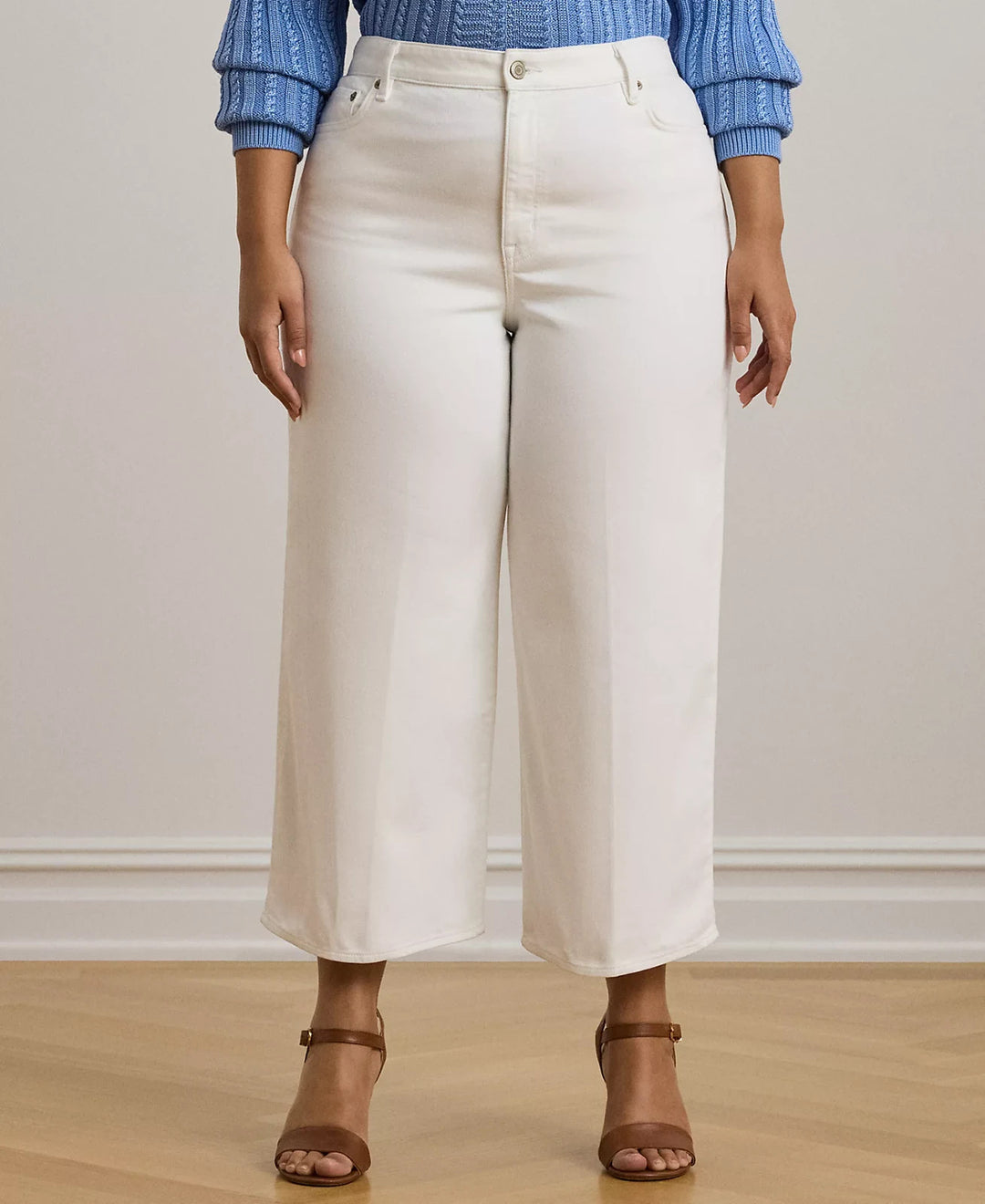 Lauren Ralph Lauren Plus Size High-Rise Wide-Leg Cropped Jeans MSRP $125