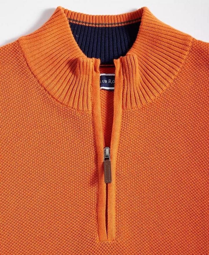 Club Room Men's Quarter-Zip Textured Cotton Sweater MSRP $65
