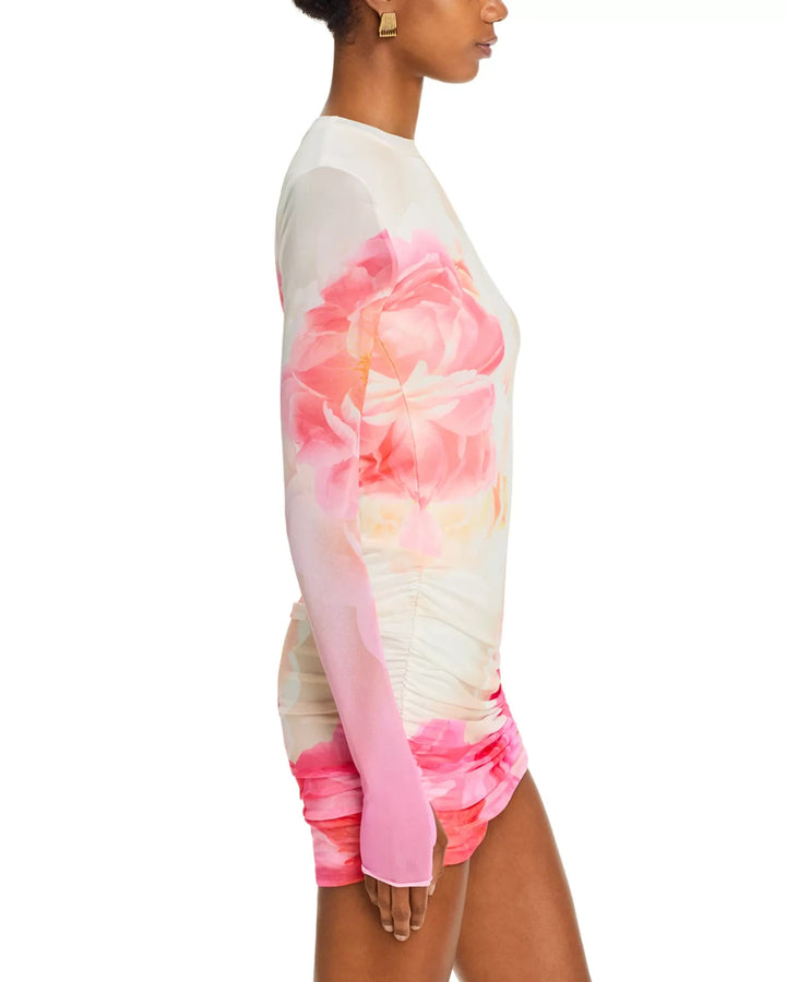 AFRM Mirza Printed Ruched Mini Dress MSRP $88