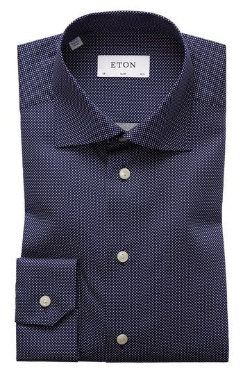 Eton Dotted Slim Fit Dress Shirt MSRP $270