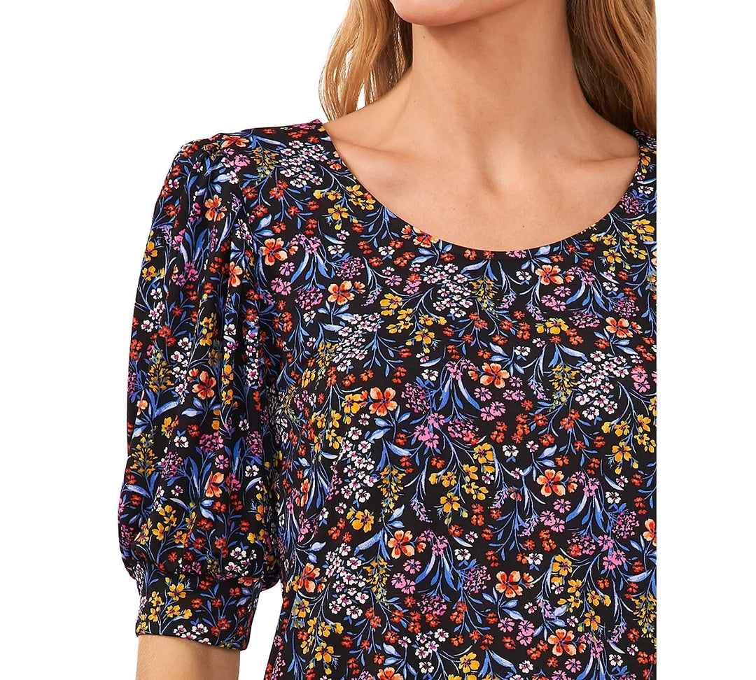 CeCe Floral Print Scoop Neck Knit Top MSRP $49