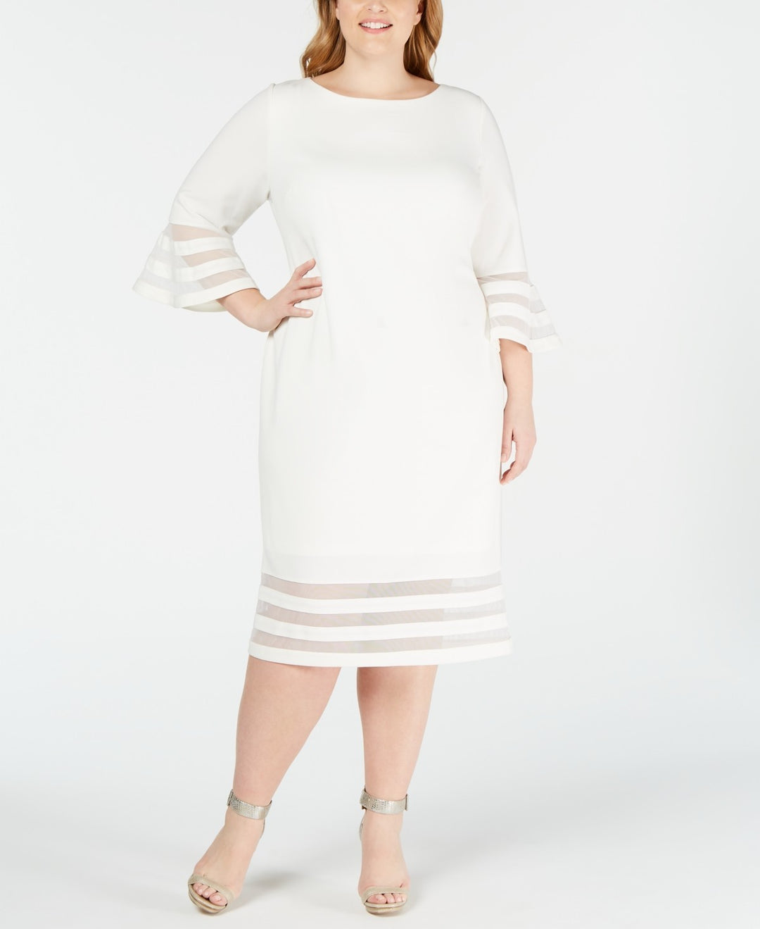 Calvin Klein Plus Size Sheer-Stripe Sheath Dress MSRP $99.98