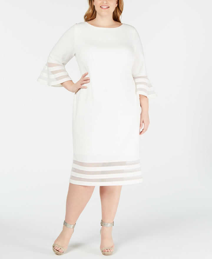 Calvin Klein Plus Size Sheer-Stripe Sheath Dress MSRP $99.98