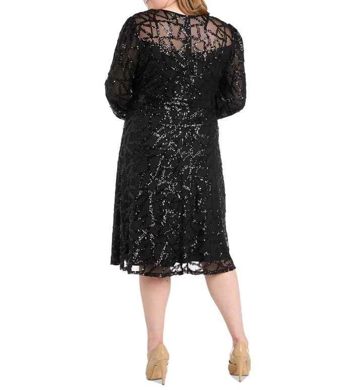R & M Richards Plus Size Sequin Cocktail Dress MSRP $189