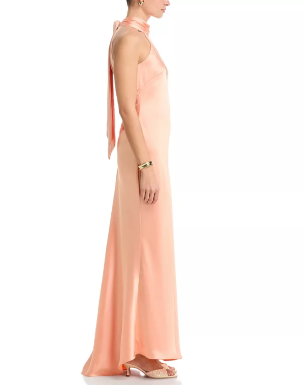 AQUA Sleeveless Satin Gown MSRP $288