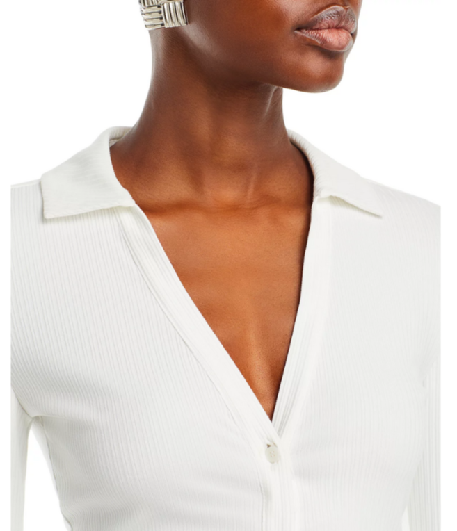 Derek Lam 10 Crosby Chandler Ribbed Button Down Top MSRP $295