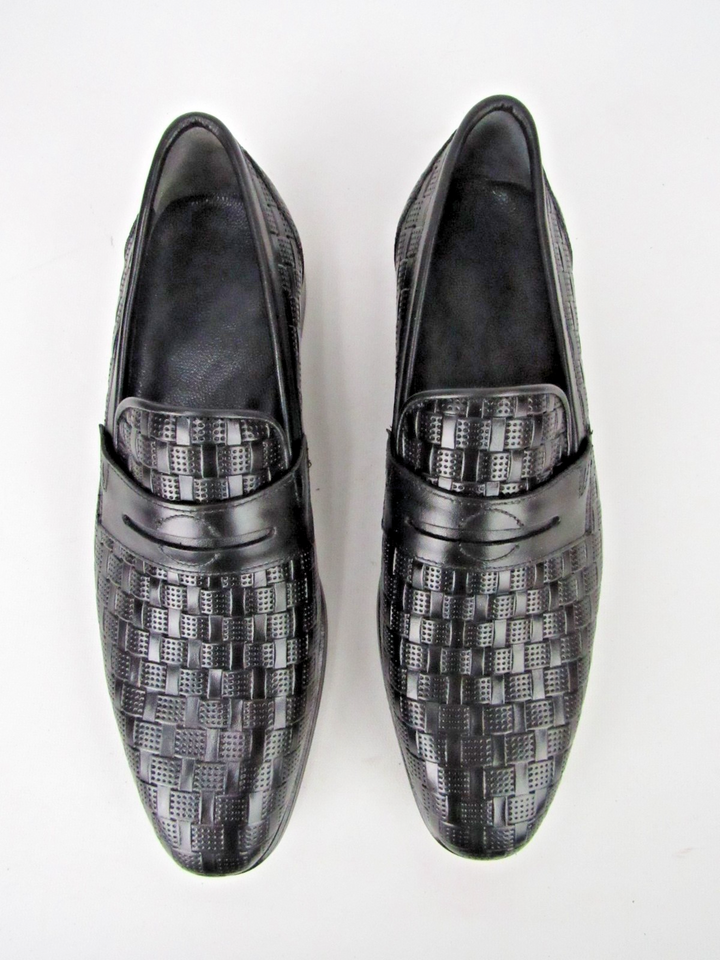 Premium Men’s Woven Leather Microlight Sole Loafers – Handcrafted Size EU 41
