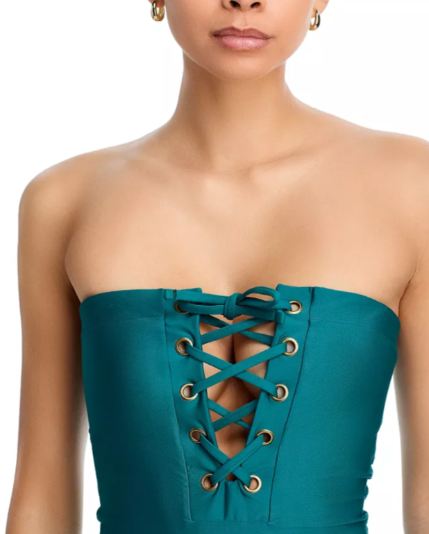 AQUA Lace Up One Piece Swimsuit MSRP $98