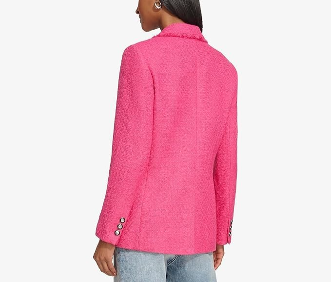Karl Lagerfeld Paris Fringe Trim Tweed Blazer Jacket MSRP $199