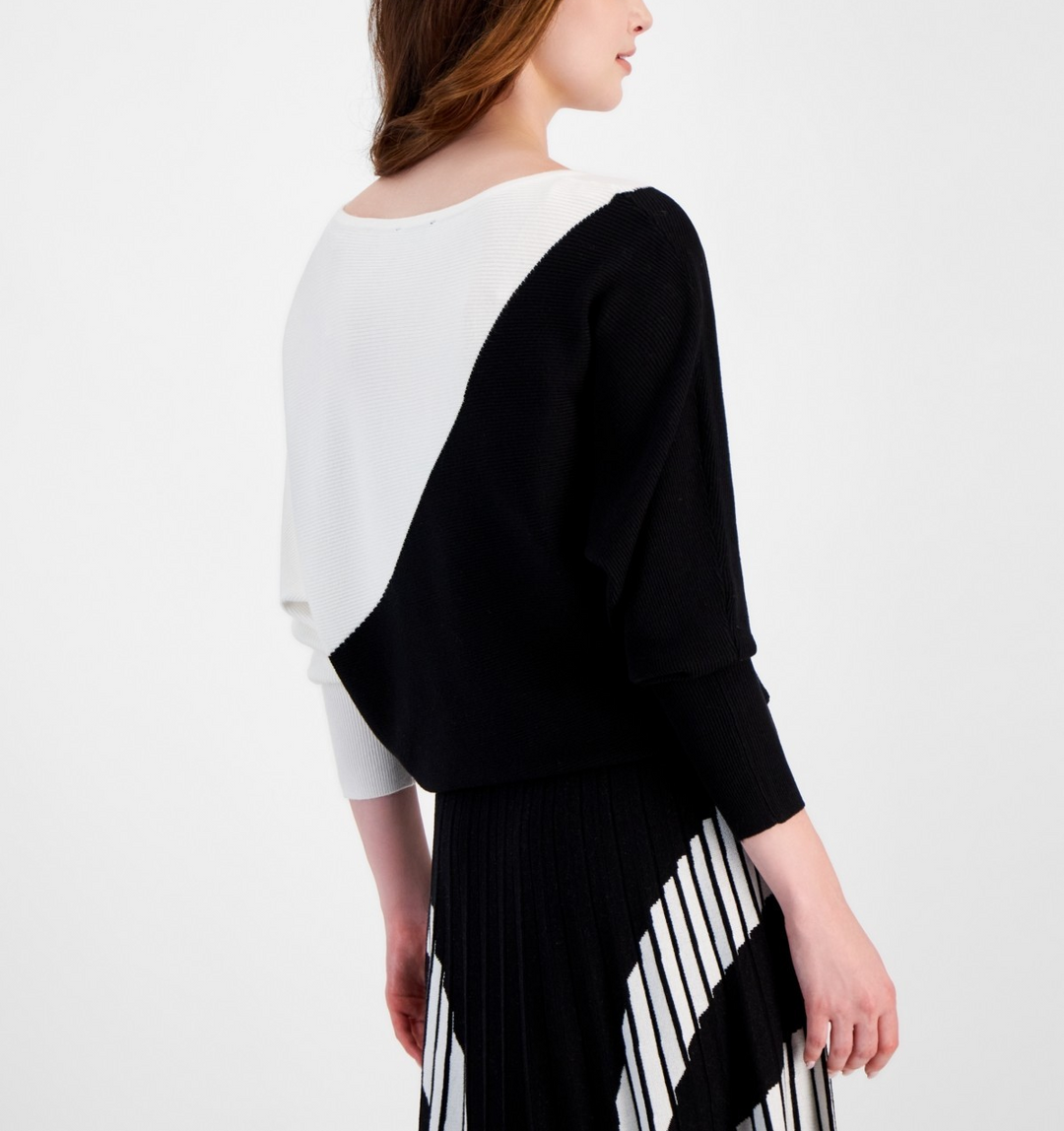 T Tahari Wide-Crewneck Dolman-Sleeve Sweater MSRP $78