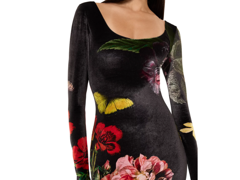 Alice + Olivia Delora Velvet Scoop Neck Midi Dress MSRP $395 – DGFOutlet