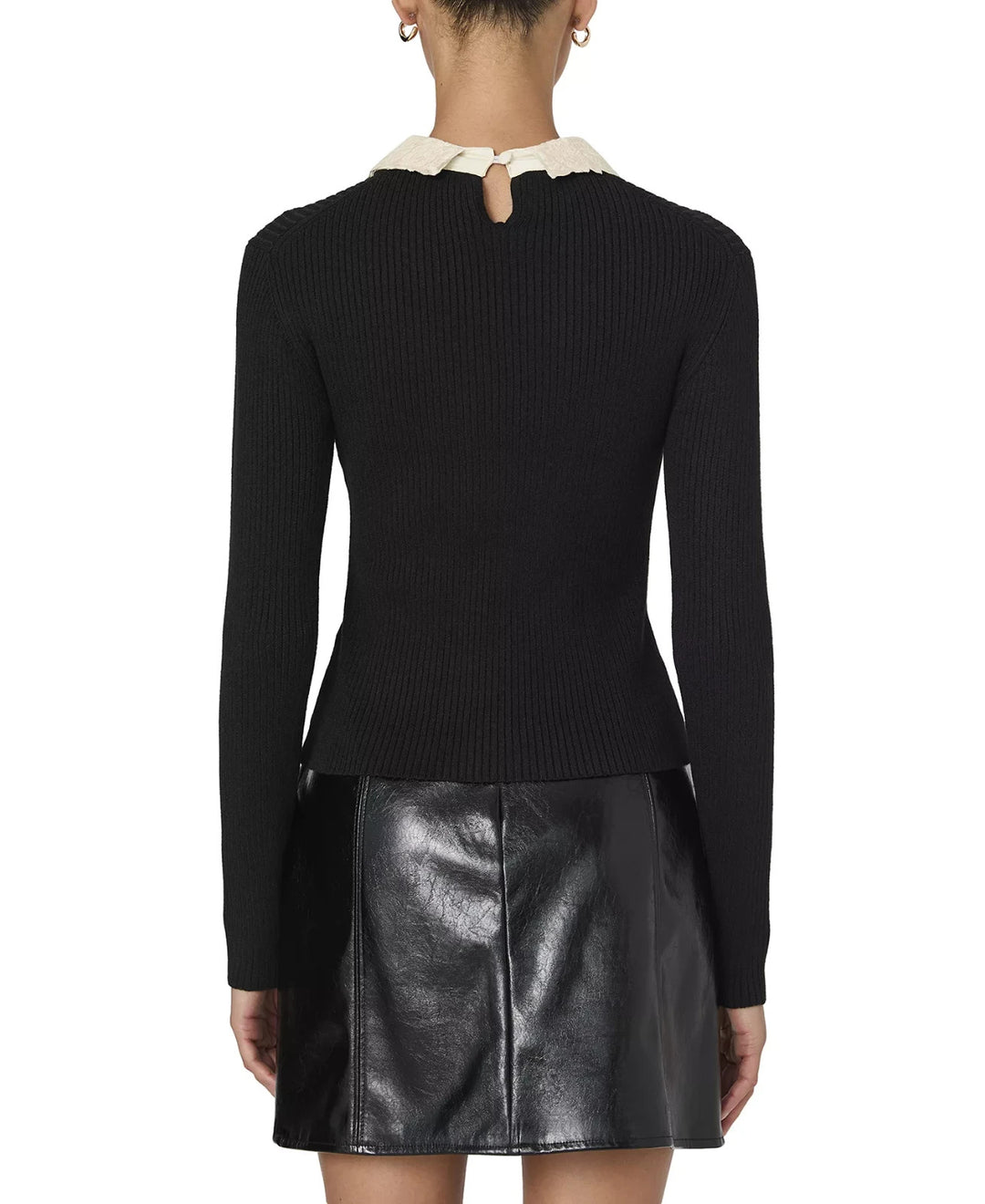 French Connection Mozza Embellished Cotton Knit Top MSRP $158