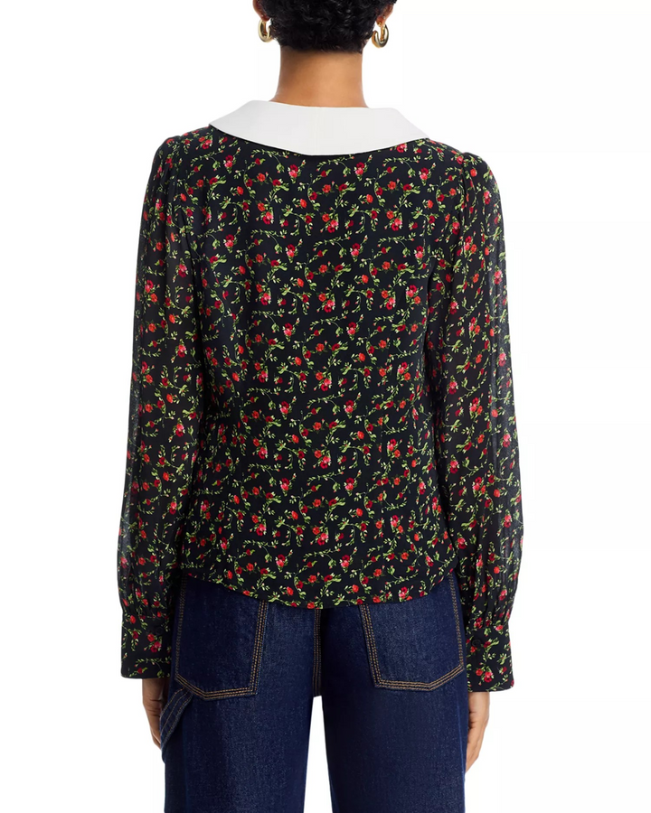 FRENCH CONNECTION Yasmin Collared Crepe Top MSRP $118