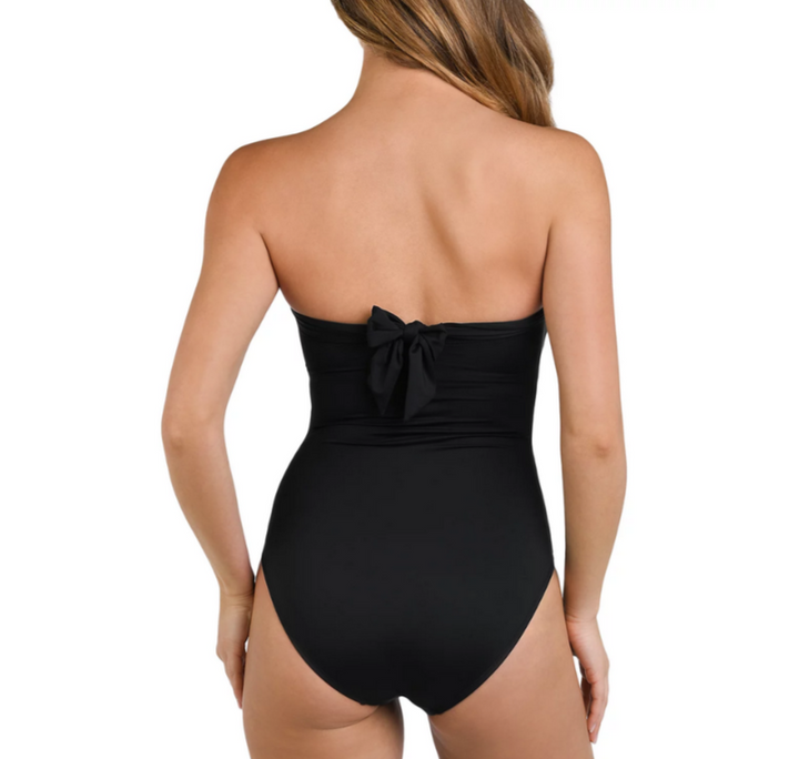 La Blanca Ig Drapped Halter Bandeau One Piece Swimsuit MSRP $125