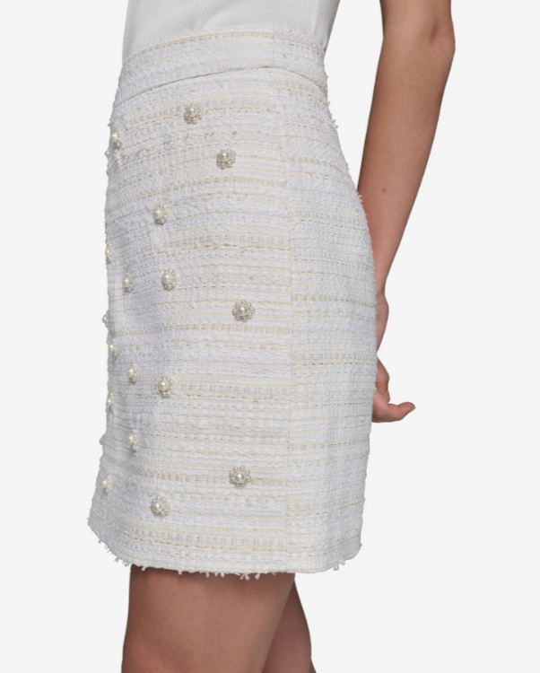 KARL LAGERFELD PARIS Embellished Tweed Skirt MSRP $119