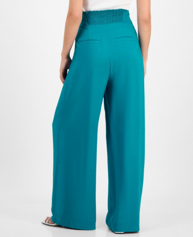 Bar III Petite High Rise Pleat-Front Wide Leg Pants MSRP $59