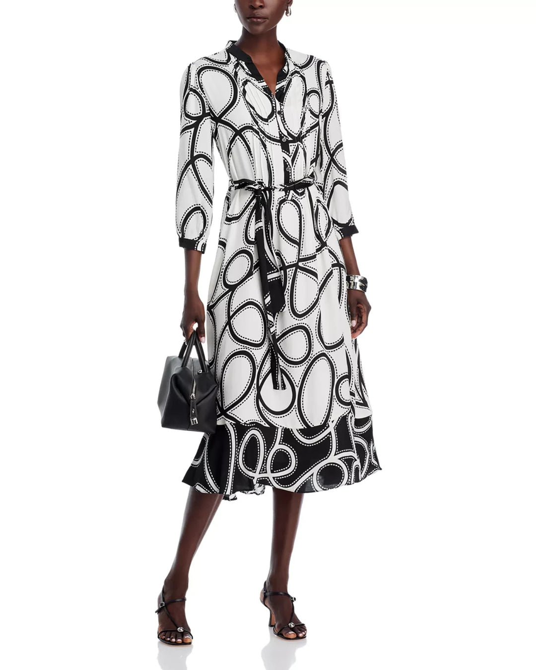 Elie Tahari The Mila Dotted Midi Dress MSRP $525