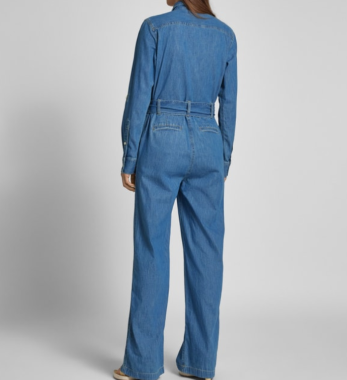 Lauren Ralph Lauren Denim Wide-Leg Jumpsuit MSRP $245